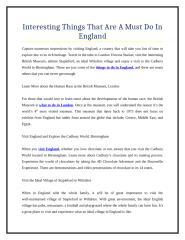 Interesting Things That Are A Must Do In England.doc